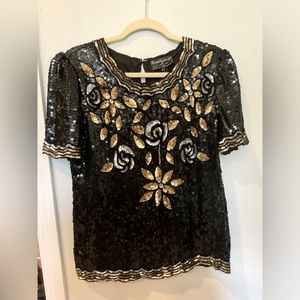 Vintage Royal Feelings Fully Sequined Blouse.